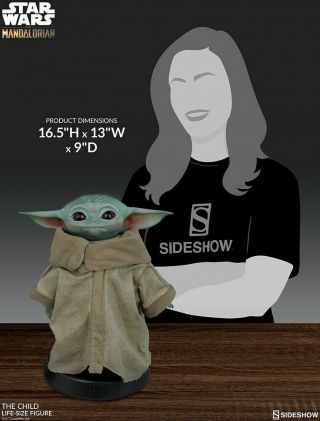 2020 Star Wars Sideshow Mandalorian The Child Life Size Figure In Hand Baby Yoda