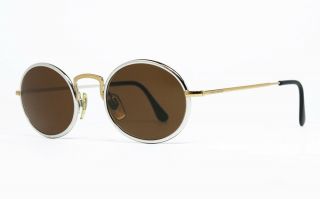 Nos Vintage Sunglasses Giorgio Armani 156 772 Oval Silver Gold Slim Metal Frame