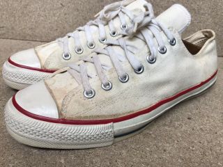Vintage 80s Converse All Star Chuck Taylor Low Top Cream Sz 10.  5 Made In Usa
