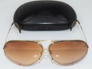 Vintage Porsche Design By Carrera Aviator Sunglasses Gold Frame 5621 W/case