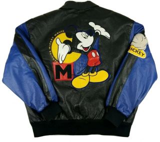 Rare Vintage Mickey Mouse Unlimited Size Xl Leather Jacket Bomber Walt Disney Co