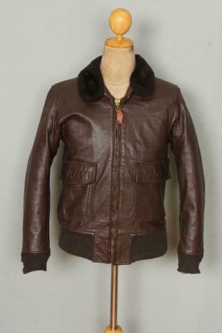 Vtg 1973 Brill Bros G - 1 Us Navy Goatskin Flight Leather Jacket Size 34/36