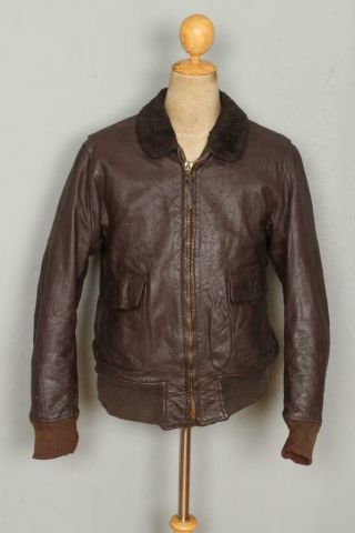 Vtg Brill Bros G - 1 Goatskin Flight Leather Jacket Size 38/40