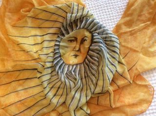 NWOT Vintage Authentic FORNASETTI Silk Sun Scarf Made in Italy 1980s 2