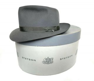 Vtg 1940s/1950s Stetson Playboy Fedora W/ Box 7 Whippet Hat Work Wear 40s 50s