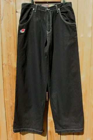 Vintage Mens Jnco 179 Pipes 23 " Wide Leg Jeans Made In Usa Black 34x34