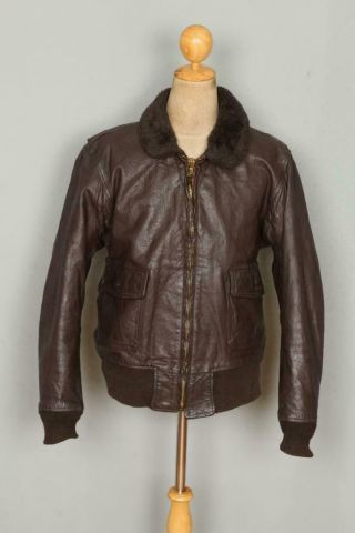 Vtg Star Sportswear 1970 G - 1 Us Navy Goatskin Leather Flight Jacket 46