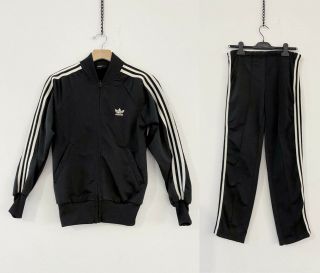 ⭕ 80s Vintage Adidas Atp Skinny Track Suit : Black Jacket Pants Nike Puma Shirt