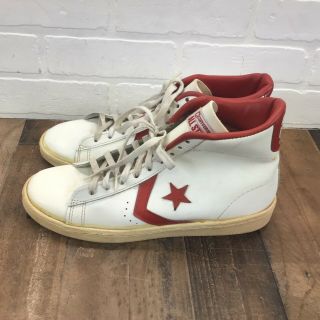 Vintage 1980 Converse All Star High Top St Joes Drj White Red Leather Men’s 11