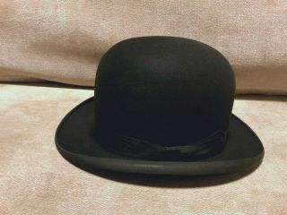 MOSSANT Derby Bowler Black Hat,  BOX Size 7 1/4 US French 1930s Meyer - Werner Vtg 2