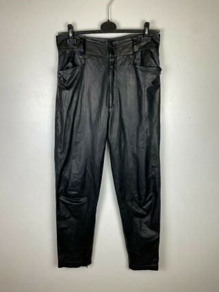 Men`s RARE 90`s GIANNI VERSACE Black Leather Suit Size M 2