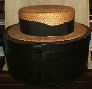 Circa 1900 Rogers Peet " Boater " Hat & Hat Box