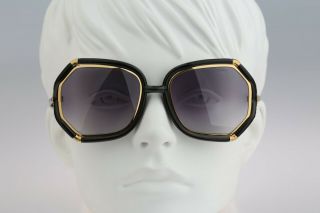 Ted Lapidus Tl10 01bl,  Vintage 70s Black & Gold Oversized Butterfly Sunglasses