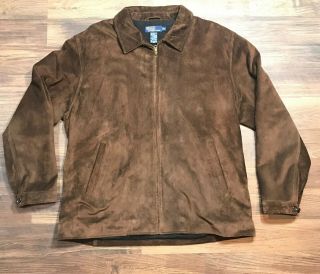 Vtg Polo Ralph Lauren Leather Suede Coat Wool Lining Xl Barn Car Jacket Brown