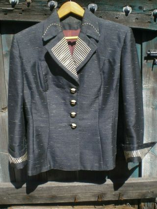 1940 Lilli Ann Blue Jacket With Killer Buttons - M