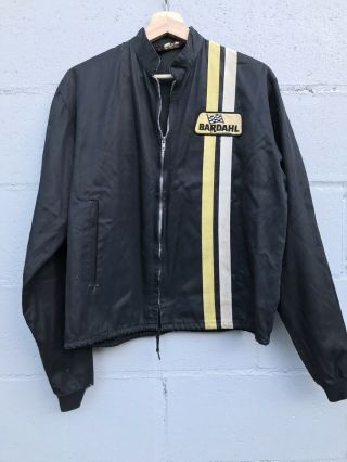 Vtg 70s Bardahl Oil Racing Garage Jacket Size Mens Medium Talon Zipper