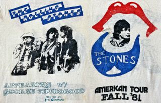 Vintage 80s 1981 The Rolling Stones Fall Tour Rock Concert T Shirt Rare