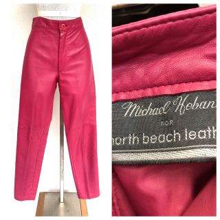 Vintage 1980s 80s Michael Hoban North Beach Leather Hot Pink Pants