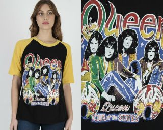Vtg 70s Queen Freddie Mercury North American Concert Tour Rock Band Tee T Shirt