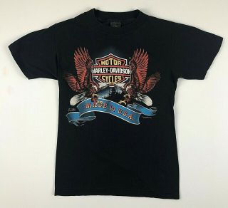 3d Emblem Harley Davidson T - Shirt Mens Sz Xs Black1984 Custom Graphics Single St