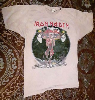 Vtg 1980s Iron Maiden Tour Shirt 1987 Somewhere In Time Size L
