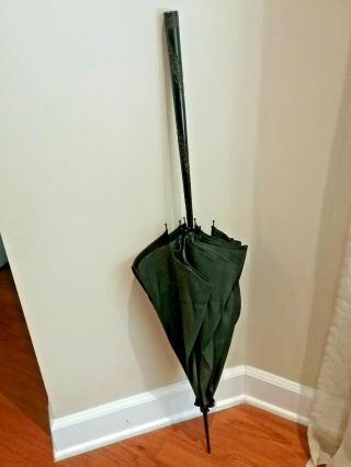 Antique 1888 Edwardian Black Mourning Parasol With15 " Long Carved Wood Handle