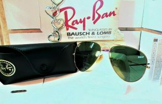 Vtg 70’s B&l Ray Ban Arista Aviator Sunglasses 24k Gp 58mm Frame Bx 53 Rb Ao B&l