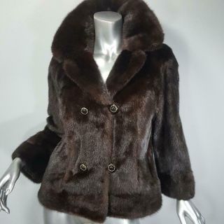 Evans Sz M Vintage Mink Fur Brown Ranch Mahogany Coat Jacket Stole