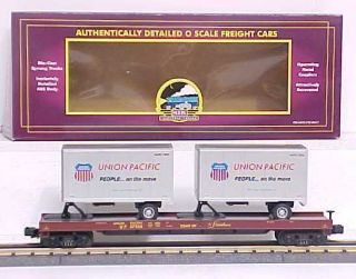 Mth 20 - 98107 Union Pacific Flatcar With 2 Short Trailers Ln/box