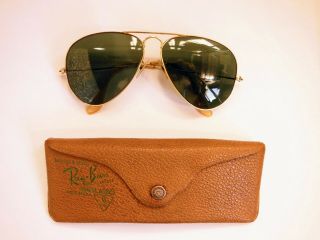 Vintage Bausch & Lomb Ray Ban Aviator Sunglasses & Case - 12k Gold Filled Frames