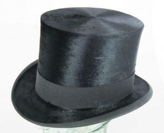 Fine Vintage Black Silk Top Hat Size 7 Uk 57cm Baikie Edinburgh V