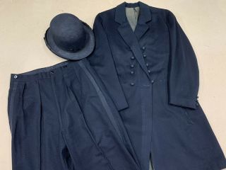 Edwardian 1900 - 1920s 30s Frock Pants Bowler - Derby Hat Combo Vintage Suit Templar