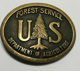 Vintage Us Forest Service Solid Brass Belt Buckle Rare Usfs