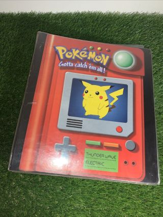Pokemon Vintage 1999 3 Ring Binder Pikachu Meowth Pokedex Wotc Nintendo