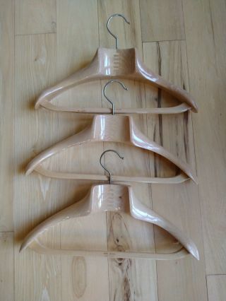 3 Brooks Brothers Varnished Wood Hangers For Suits Coats