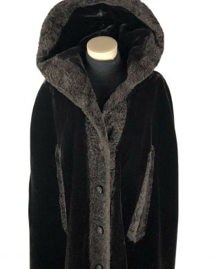 Vintage Borgazia Faux Mink Fur Cape Hooded Flemington Furs Womens Large