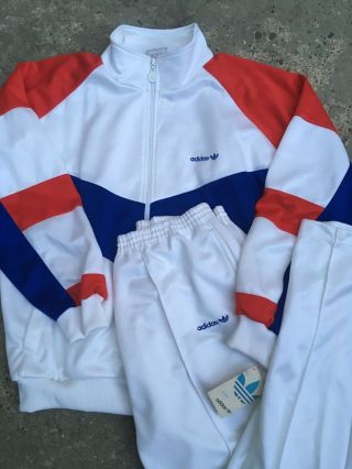 Vintage Adidas Trefoil Track Suit 80s Adidas Red White And Blue Sweatsuit Size L