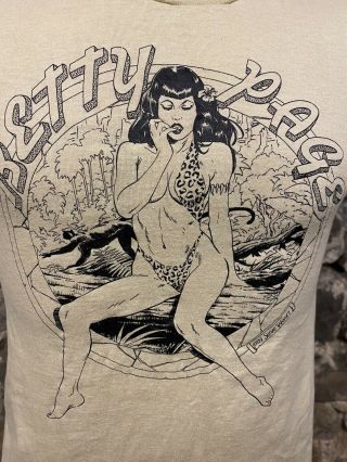 Vintage 80s Betty Page Pin Up Girl T Shirt Single Stitch Tee