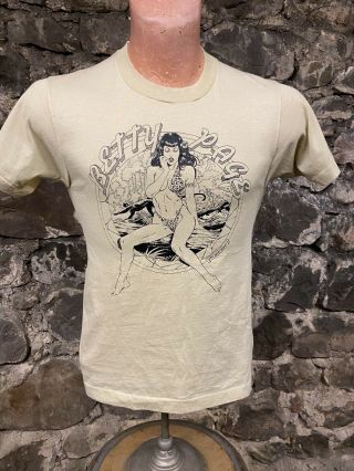 Vintage 80s Betty Page Pin Up Girl T Shirt Single Stitch Tee 2