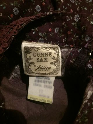 Vtg Gunne Sax Dress Prairie Edwardian Midi Pockets velvet 11 3