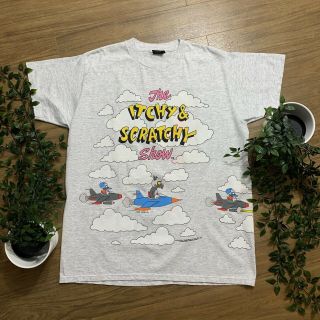 Vintage 1993 Itchy & Scratchy The Simpsons Aop All Over Print T - Shirt