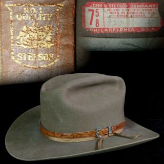 Vintage 1940s 7 - 5/8 Stetson No.  1 Quality Fur Felt Western Cowboy Hat