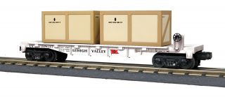 Mth 30 - 76704 O Lehigh Valley Flat Car With 2 Crates 51817 Ln/box
