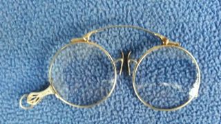 Vintage Gold Pince - Nez Bifocals Eyeglasses Steam Punk Antique 14k Gold W/case