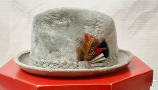 Vintage Biltmore Long Hair Beaver Fedora Hat Silver 7 1/4 In Orig Box