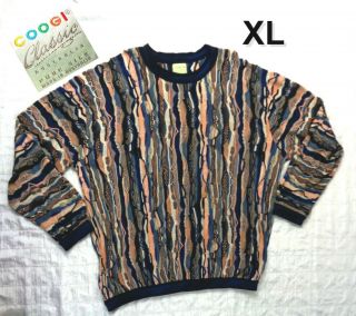 Rare Vintage Coogi 100 Silk Knit Sweater Lightweight Colorful Mens Size Xl