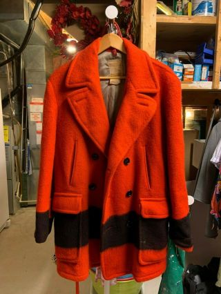 Hudson Bay Company 100 Wool Red Blanket Coat 1940s Xl