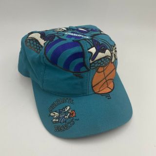 Vintage 90s The Game Charlotte Hornets Big Logo Hat Snapback Nba Rare