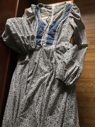 Blue And Brown Calico Gunne Sax Dress With Quilted Corduroy Bodice Size 9