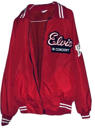 Vintage Elvis Presley In Concert Red Winter Jacket Tcb Howe Xl Memphis Rare 70s